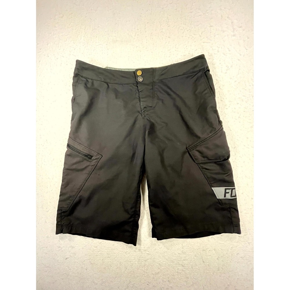 Fox Racing MTB Cycling Cargo Shorts Mens 34 Black Flat Front Performance Riding